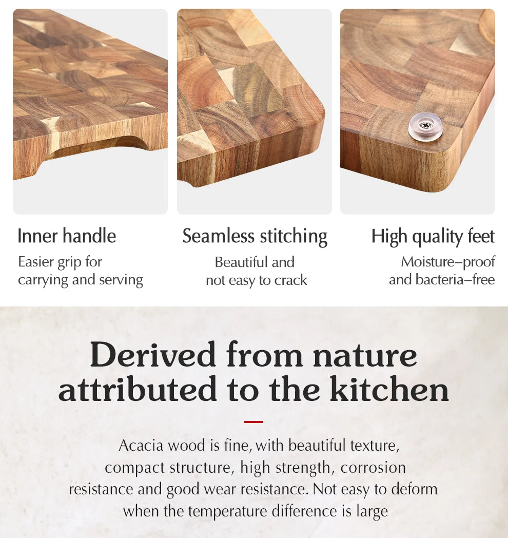 HEZHEN Cutting Board Double-sided Using Premium Acacia Wood Splicing Chopping Board Drain Water And Damp-proof Kitchen Tools