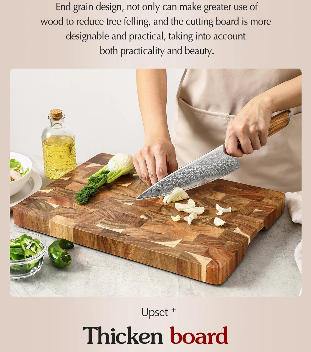 HEZHEN Cutting Board Double-sided Using Premium Acacia Wood Splicing Chopping Board Drain Water And Damp-proof Kitchen Tools