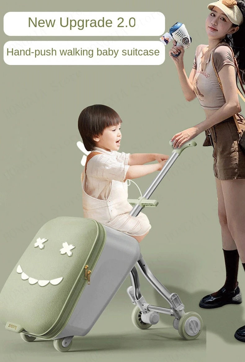 Foldable Children's Luggage Carry-On Brake Wheels Trolley Suitcase – Ideal for Baby Travel