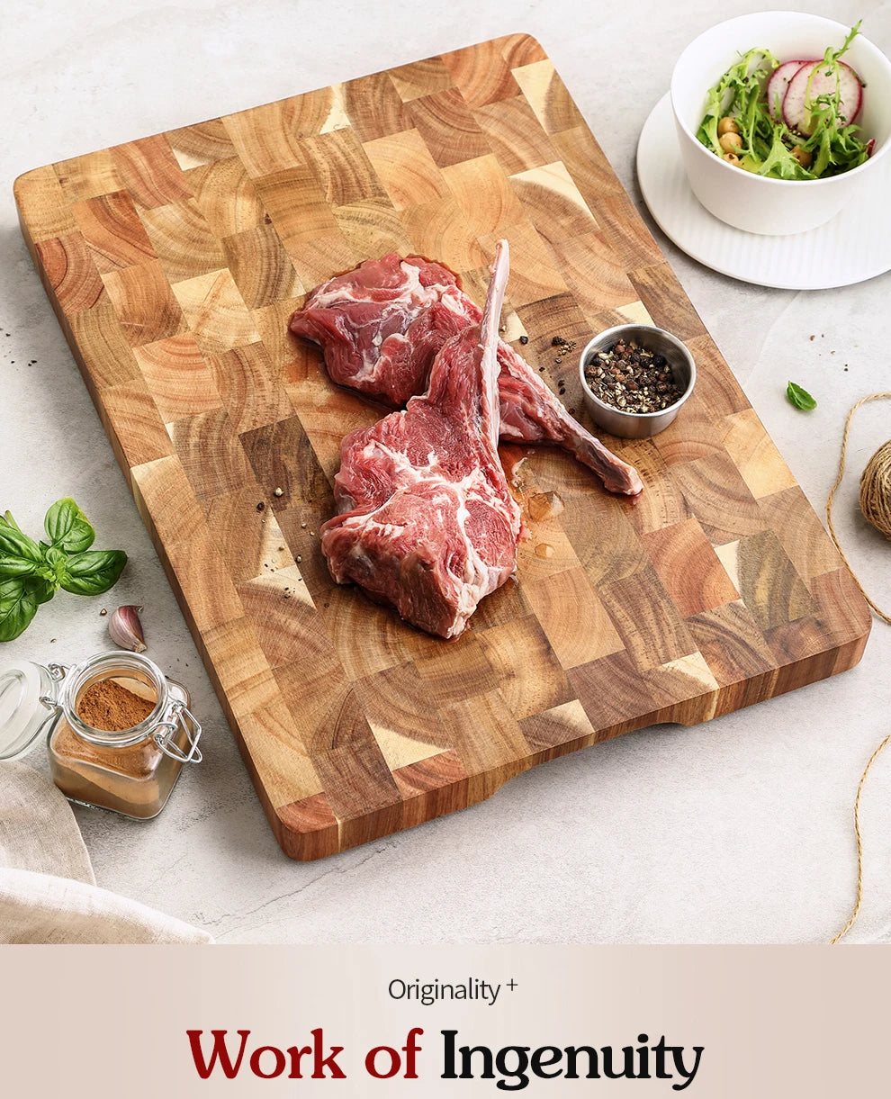 HEZHEN Cutting Board Double-sided Using Premium Acacia Wood Splicing Chopping Board Drain Water And Damp-proof Kitchen Tools